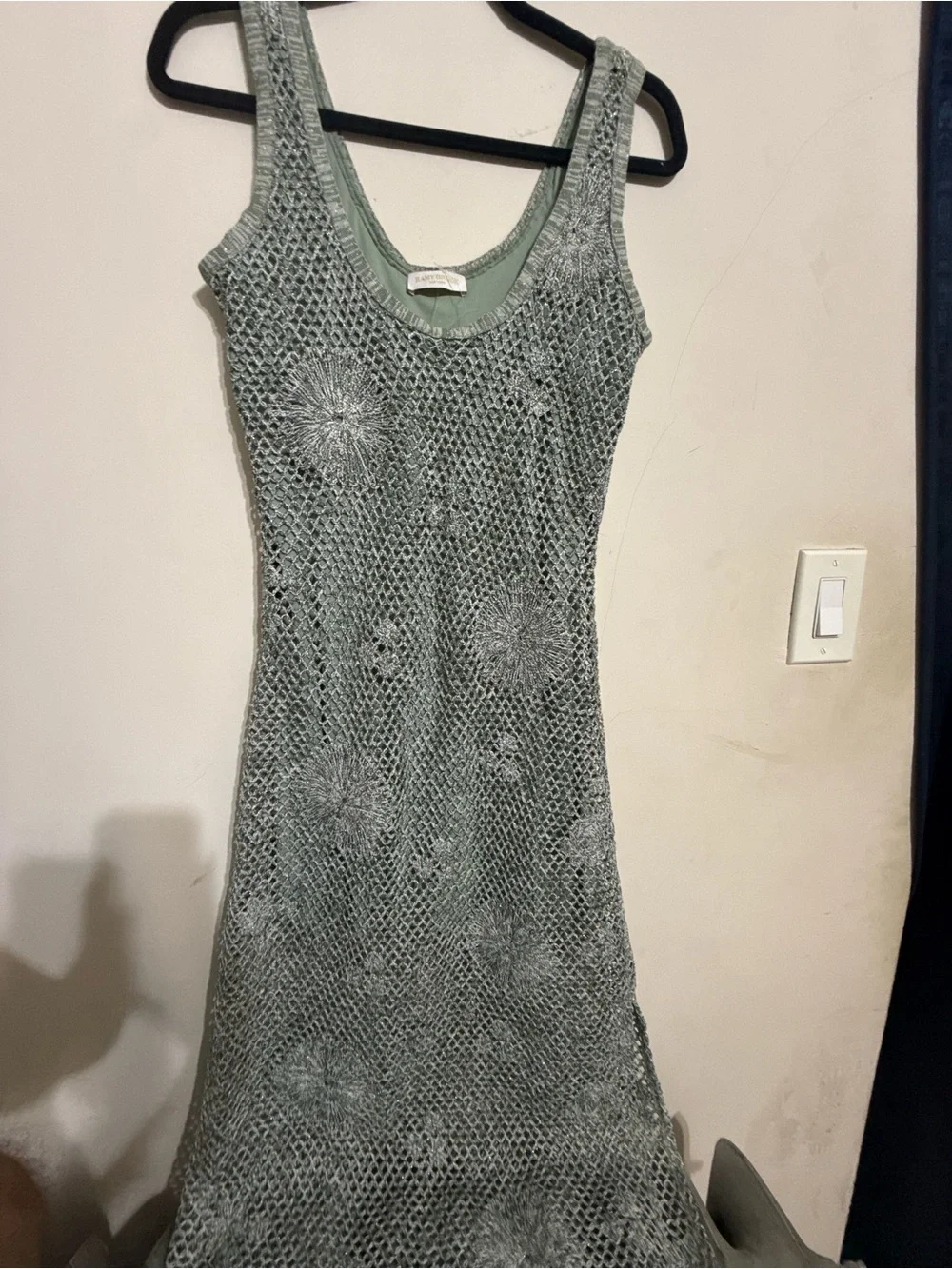 Ramy Brook Sage Green Crochet Floral Maxi Dress - Picture 4 of 4